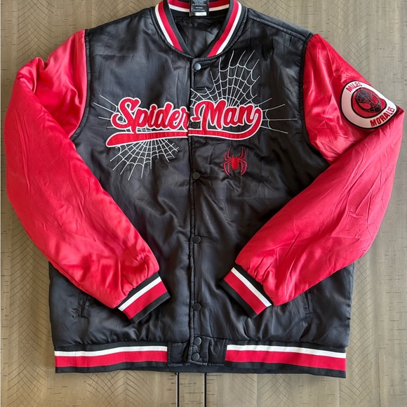 Spiderman Other - Spiderman Black & Red Varsity-Style Bomber Jacket